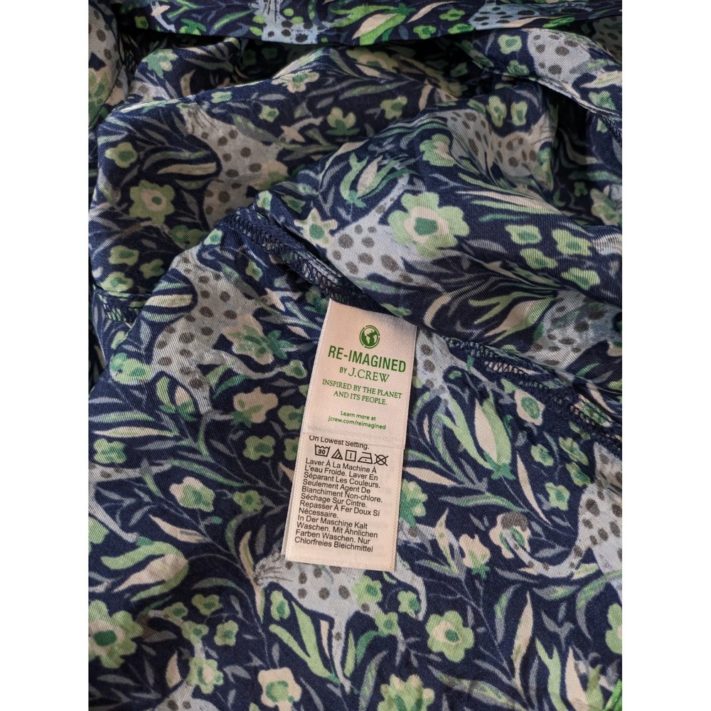 J. Crew Leopard Fauna Floral Button Front Long Sleeve‎ Midi Dress Sz 6 Pockets - Picture 7 of 10